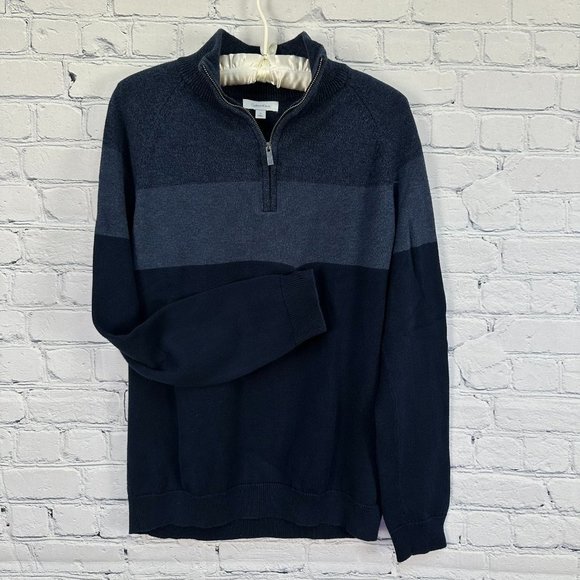 Calvin Klein 1/4 Zip Pullover‎ Sweater, Size Medium, Three-Tone Blue - Picture 1 of 7
